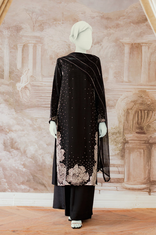 Premium RAW SILK - 3pc Black Silk