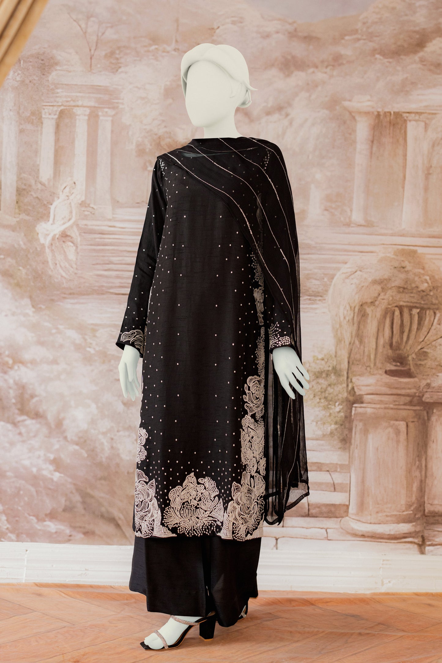 Premium RAW SILK - 3pc Black Silk