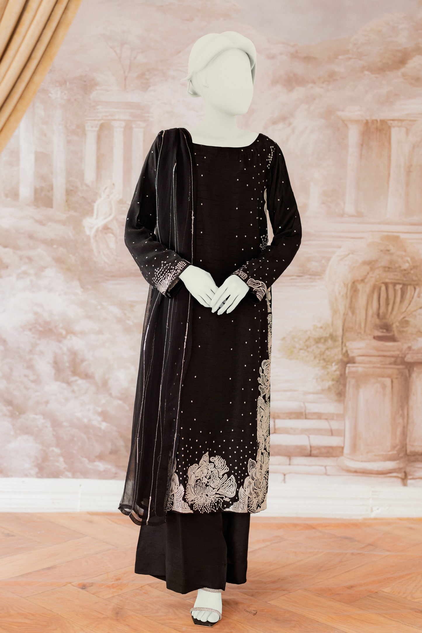 Premium RAW SILK - 3pc Black Silk