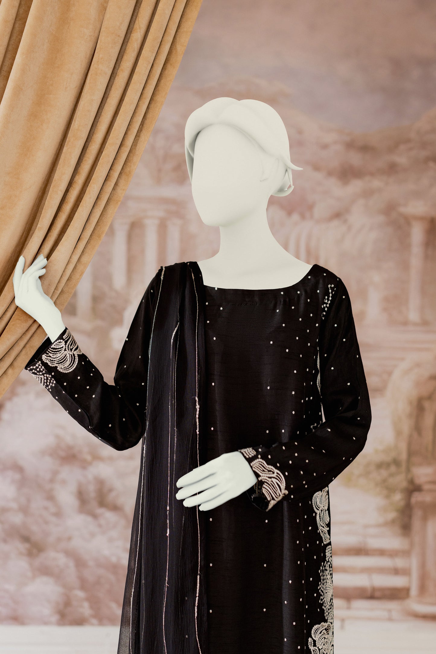 Premium RAW SILK - 3pc Black Silk