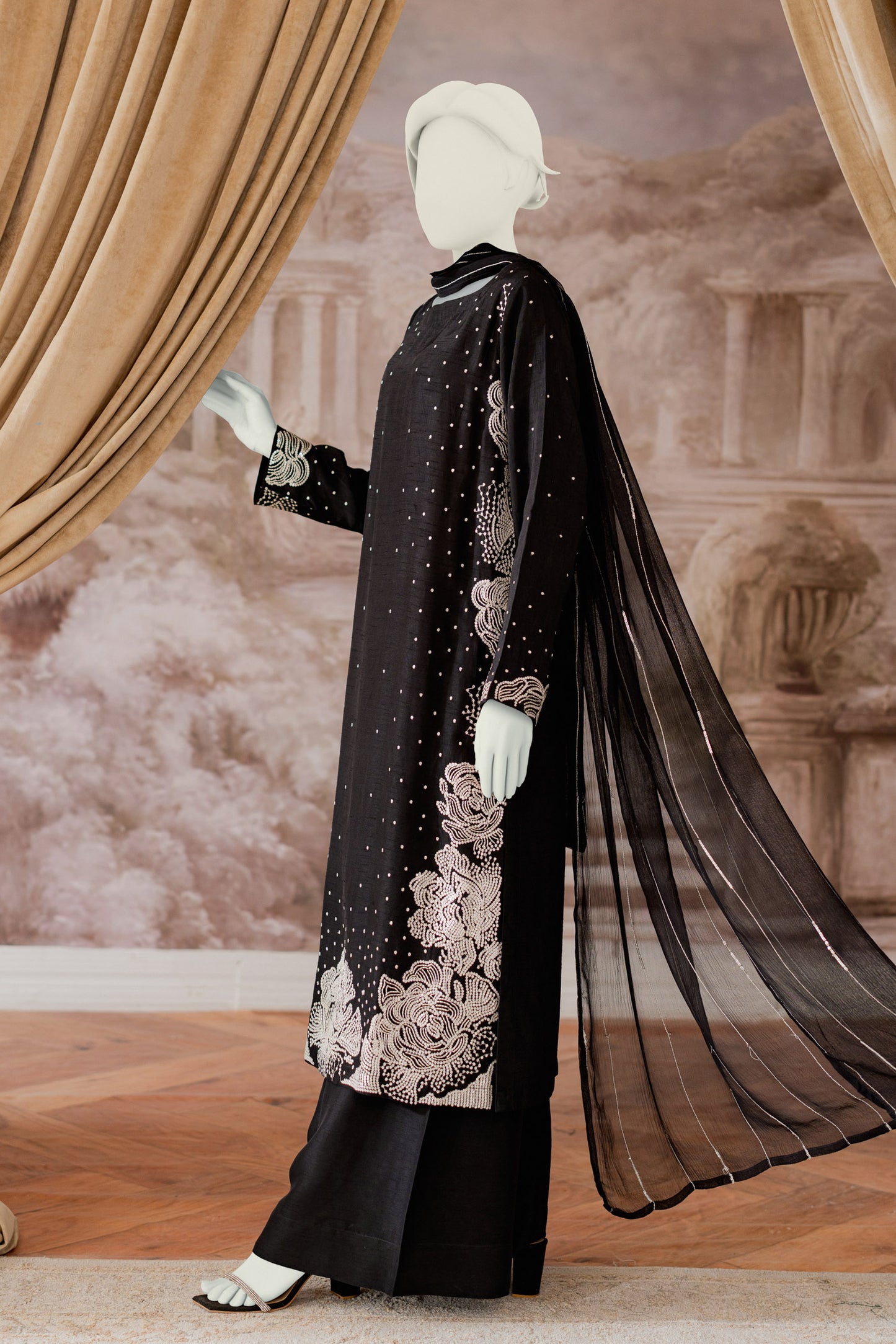 Premium RAW SILK - 3pc Black Silk