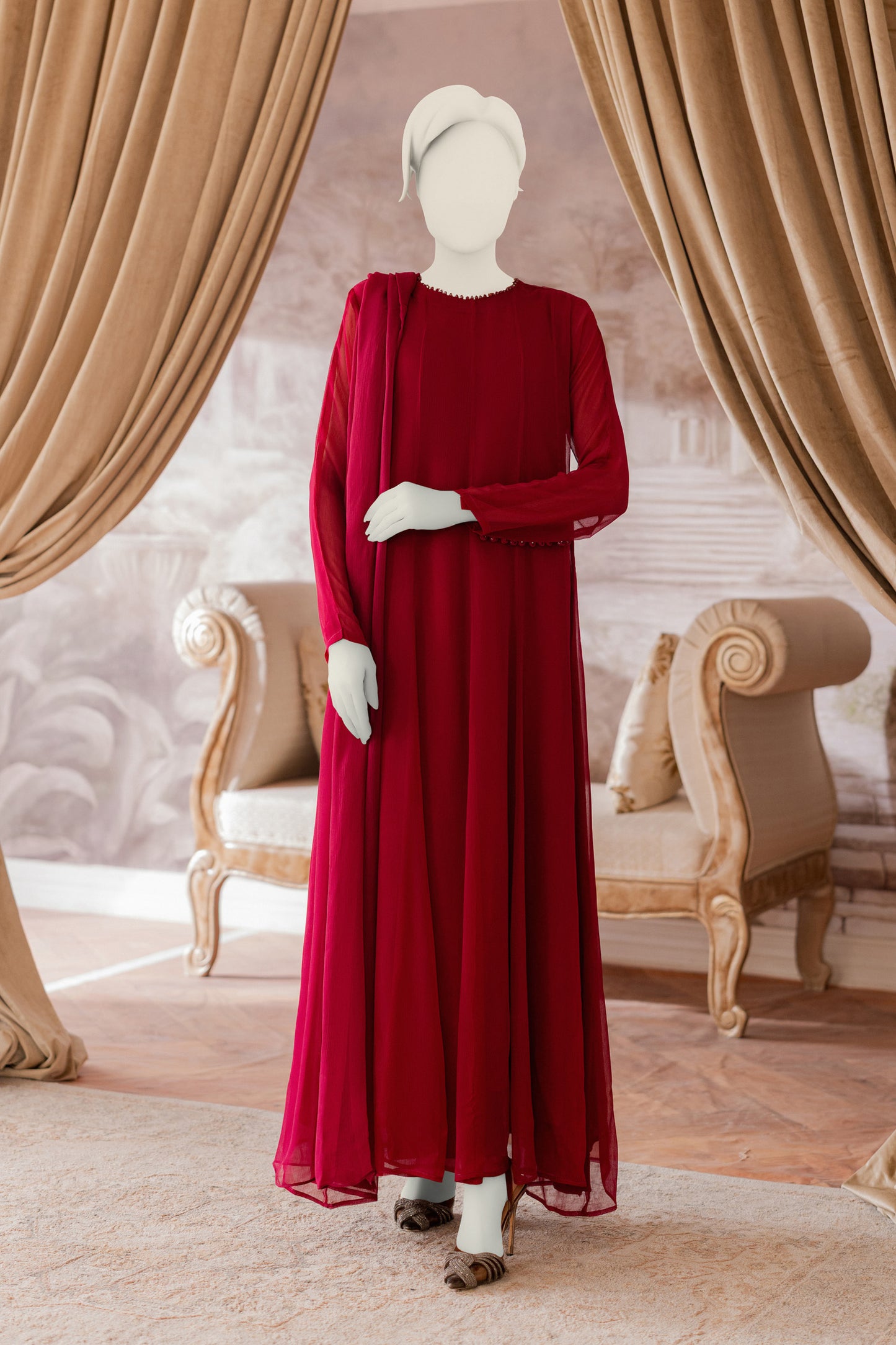 Plain Chiffon Frock - Magenta