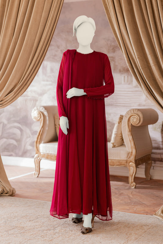 Plain Chiffon Frock - Magenta