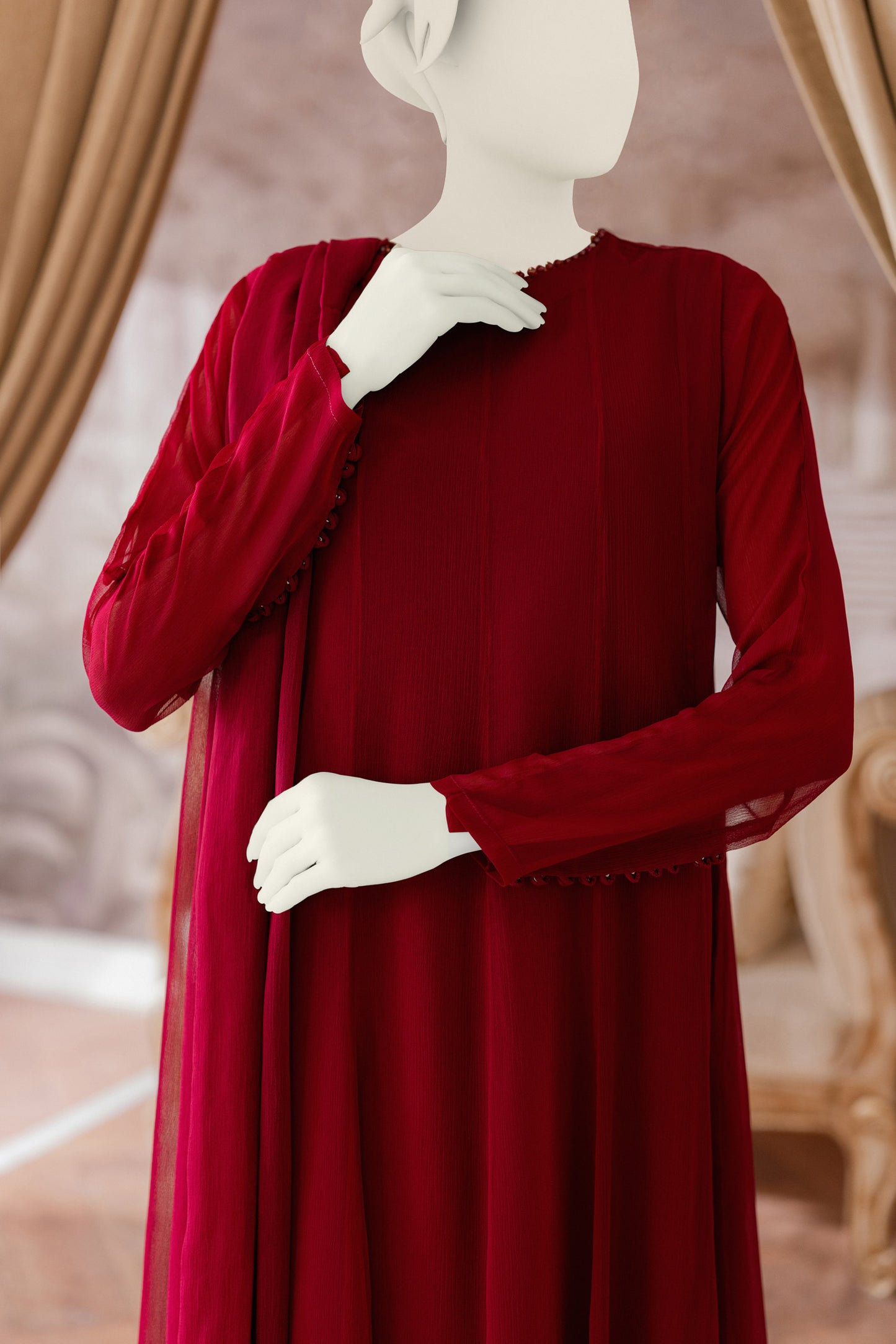 Plain Chiffon Frock - Magenta