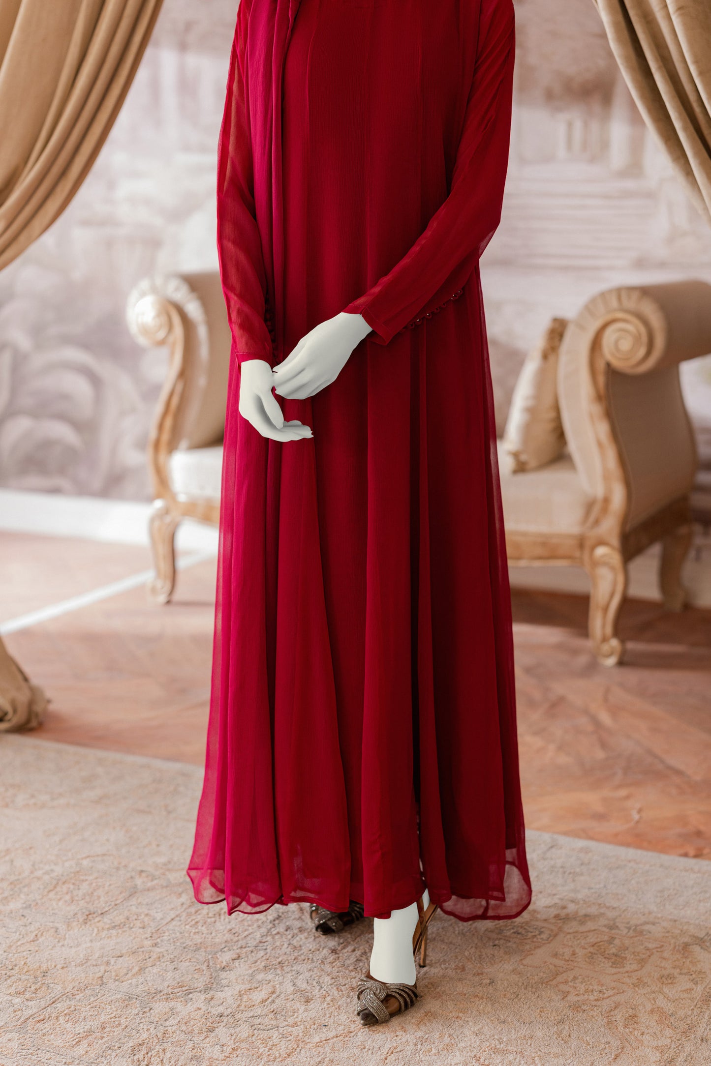 Plain Chiffon Frock - Magenta