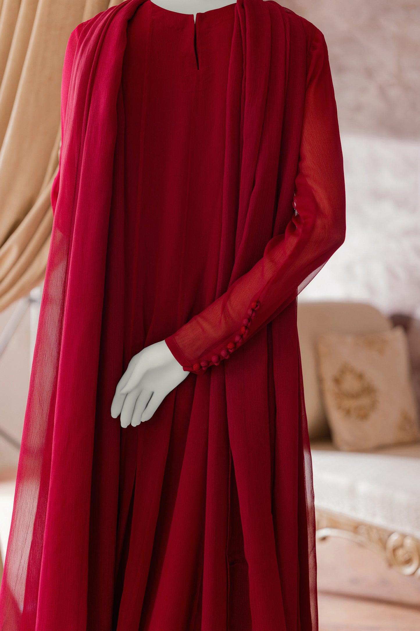 Plain Chiffon Frock - Magenta