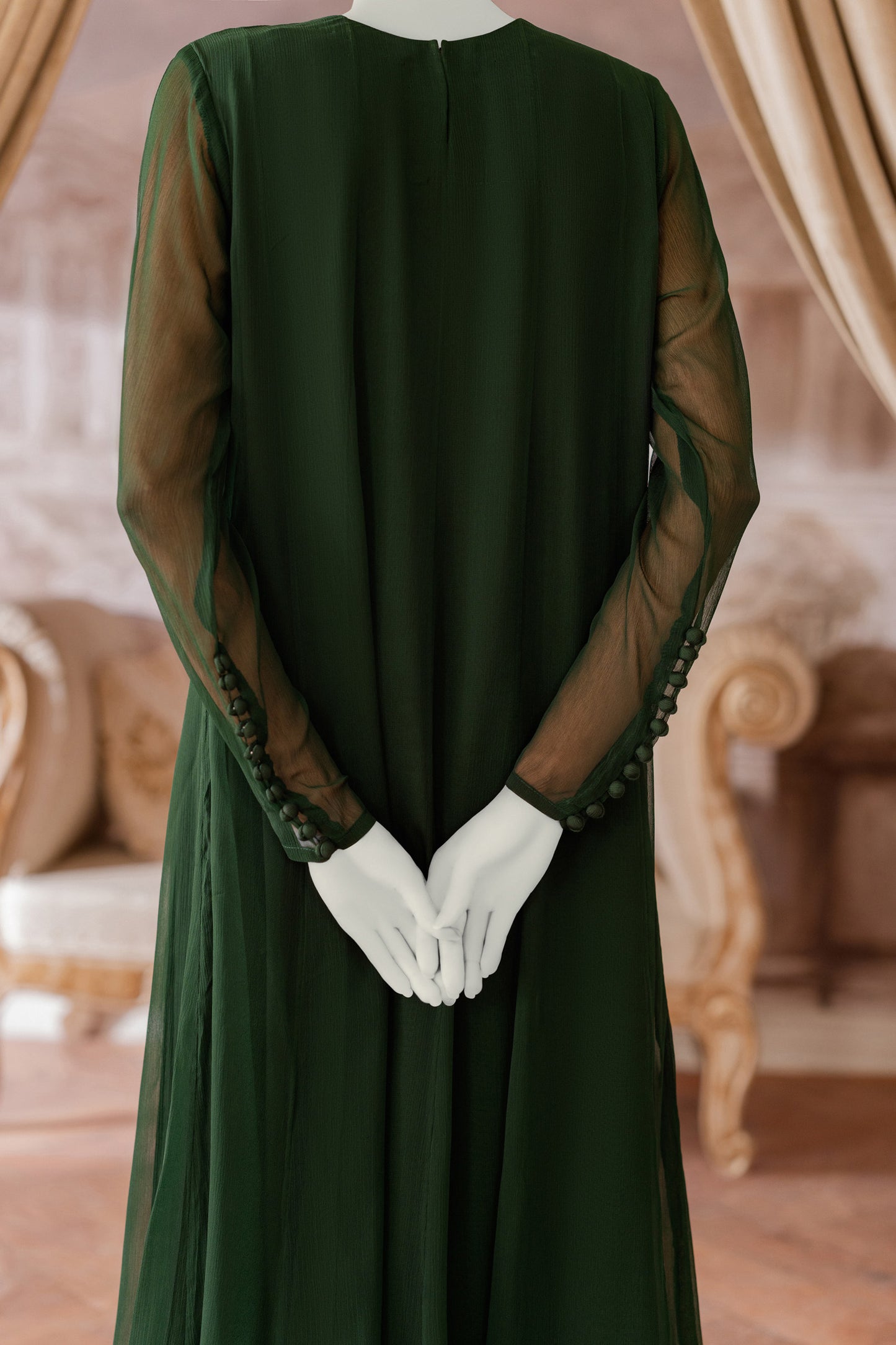 Plain Chiffon Frock - Green