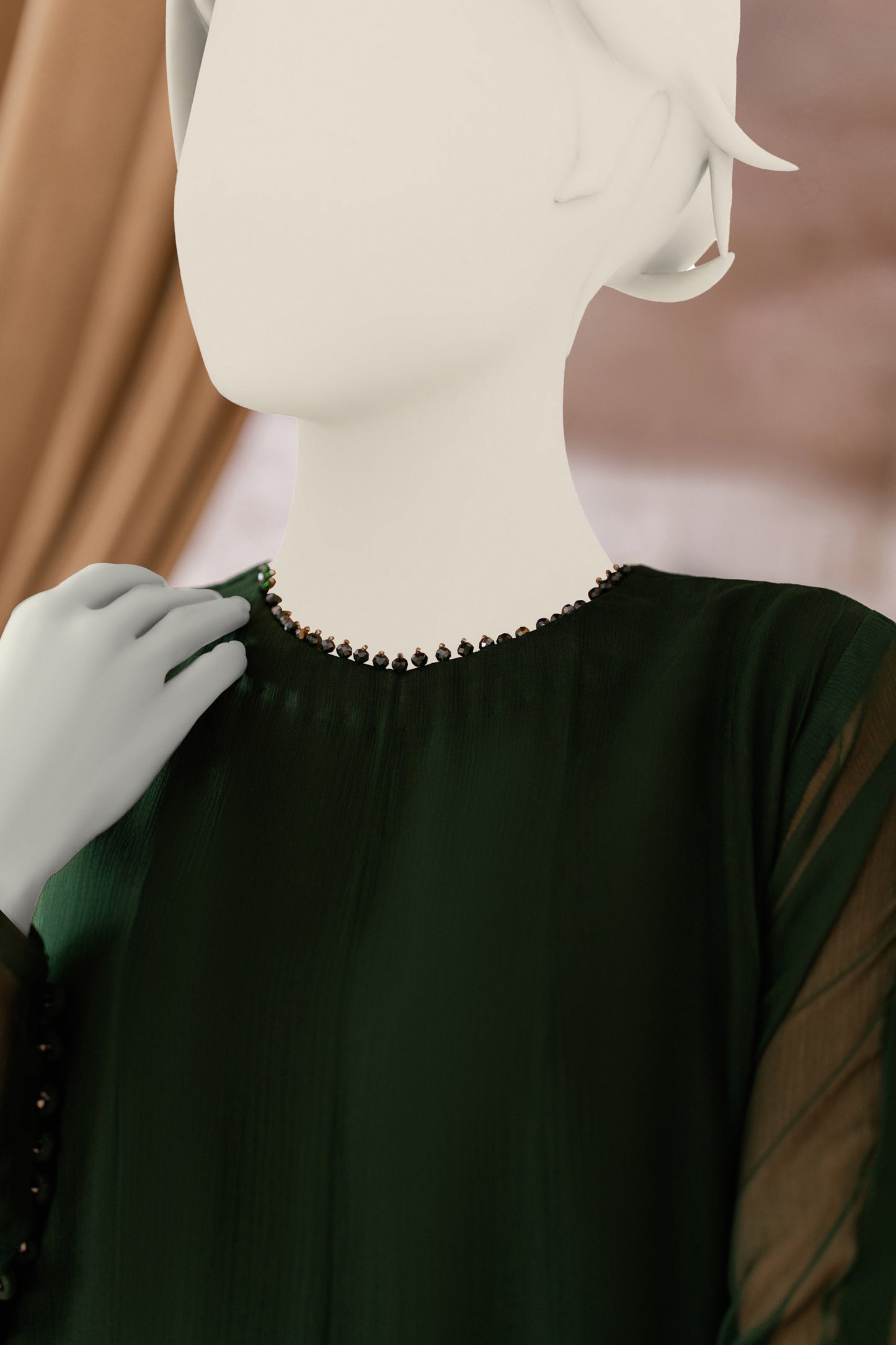 Plain Chiffon Frock - Green