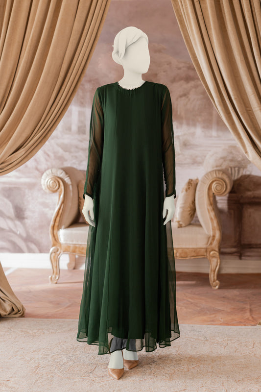 Plain Chiffon Frock - Green