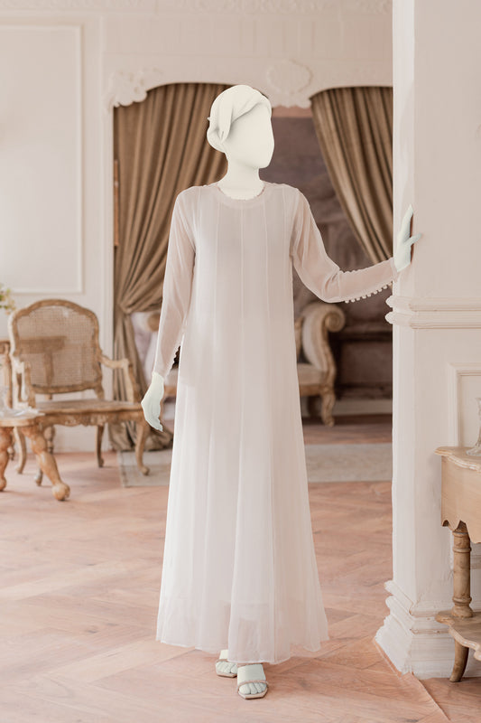 Plain Chiffon Frock - White