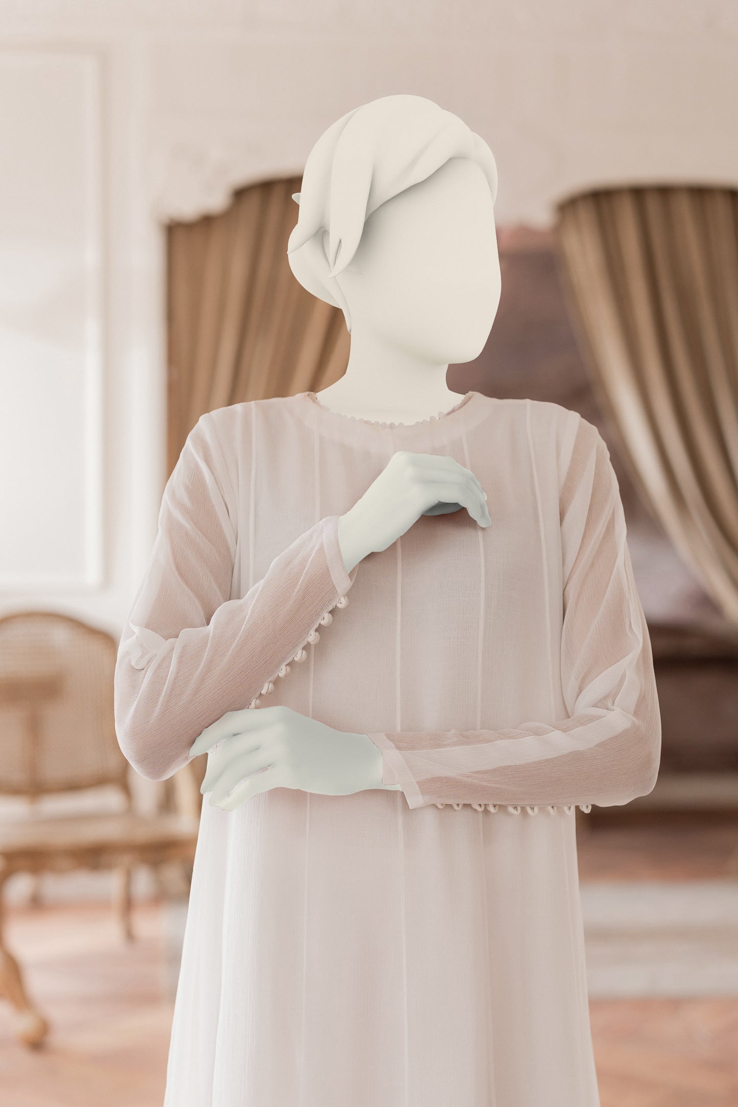 Plain Chiffon Frock - White