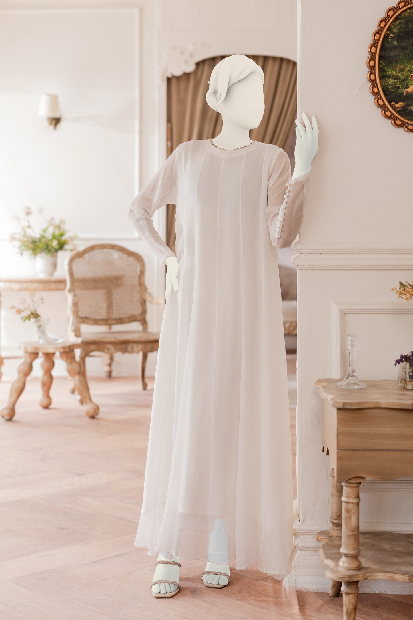 Plain Chiffon Frock - White