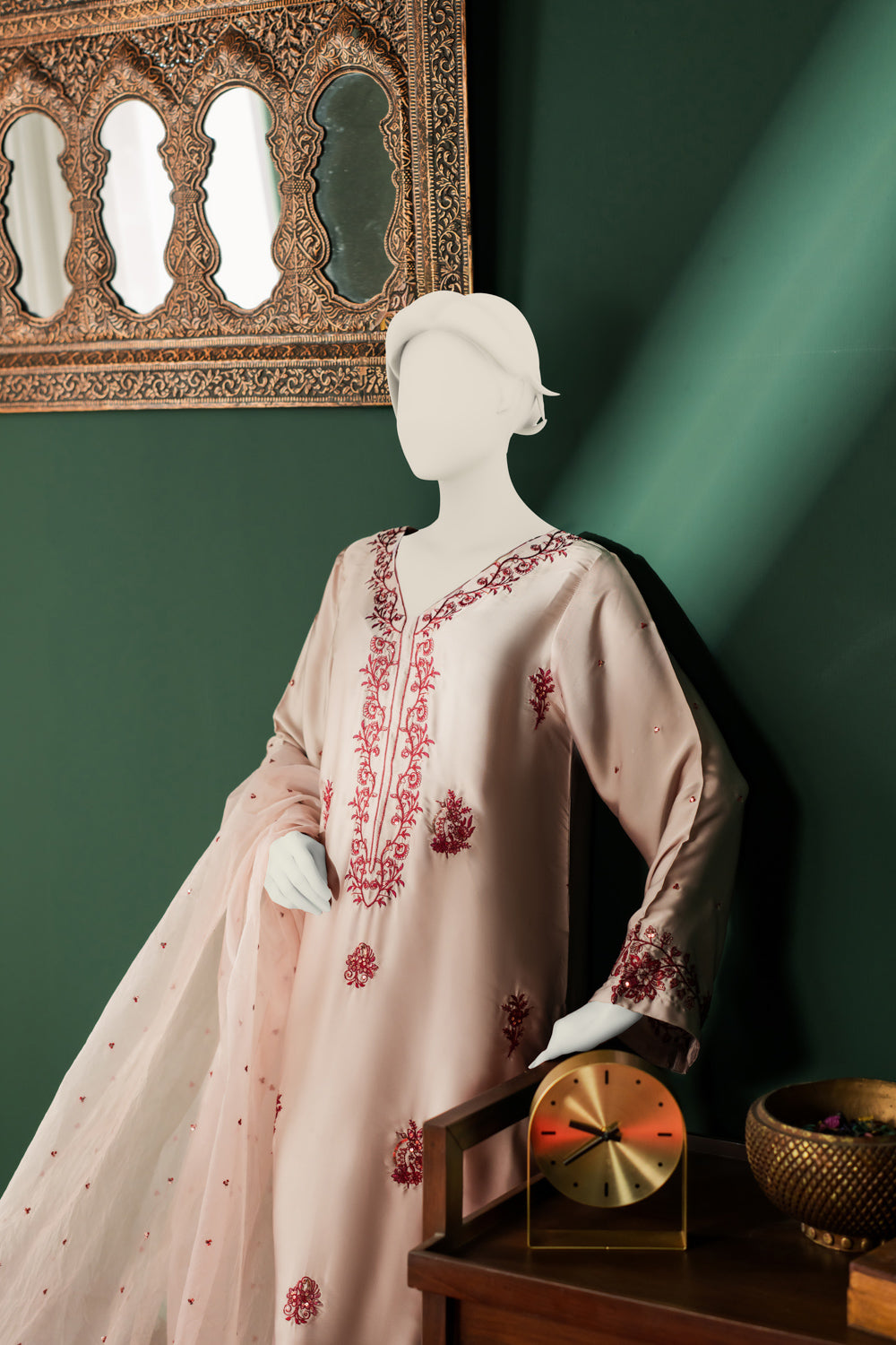 Shamoz Silk 3pc - Silver Biege