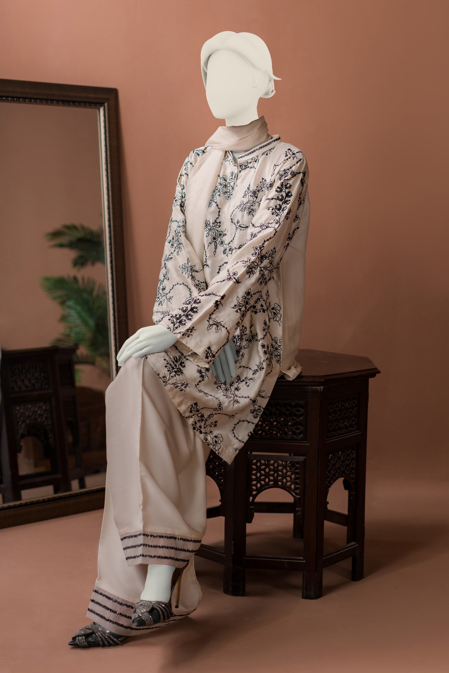 Ivory - 3pc Silk Farshi Set