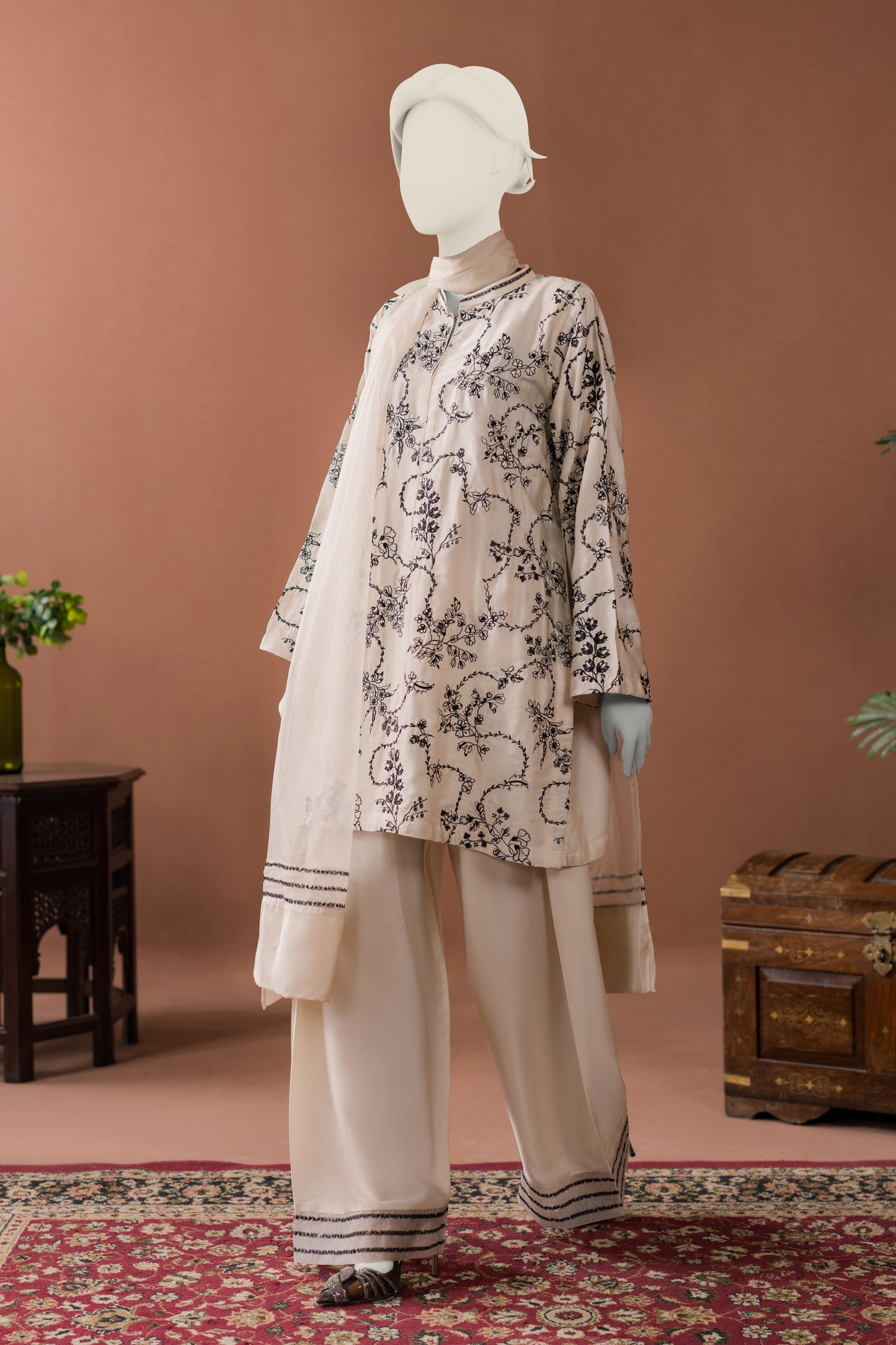 Ivory - 3pc Silk Farshi Set