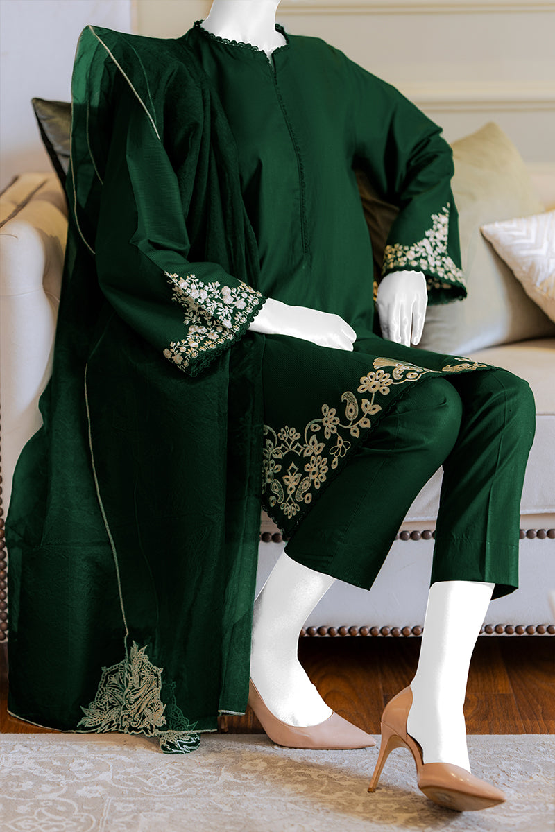 Dark Green 2pc Embroidered Suit