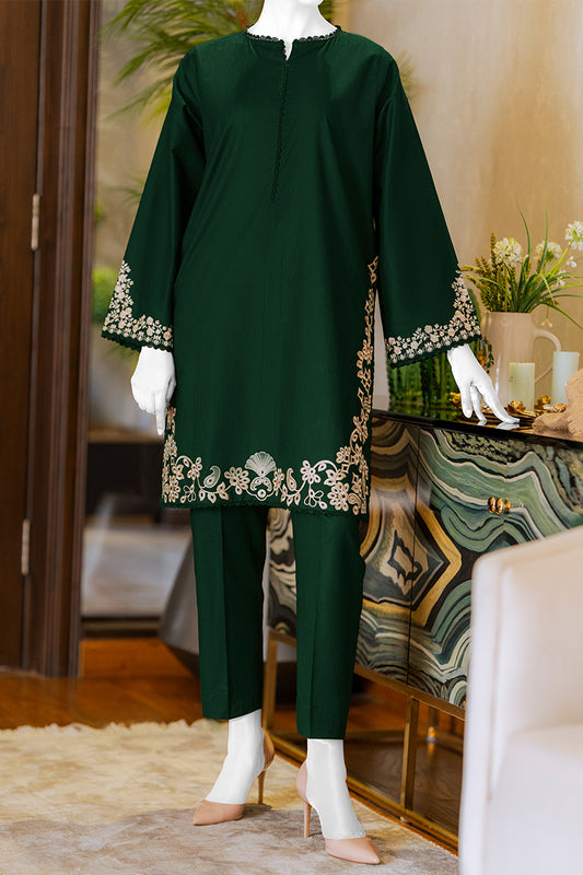 Dark Green 2pc Embroidered Suit