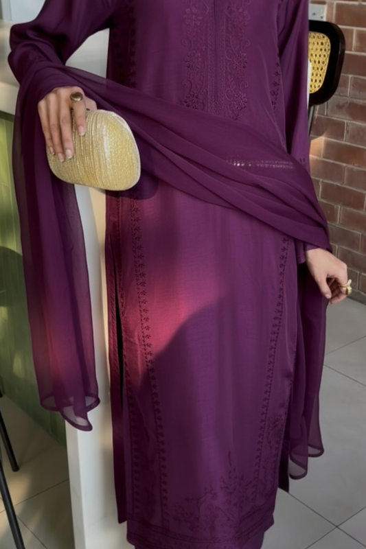 Plum - Raw Silk 3pc set