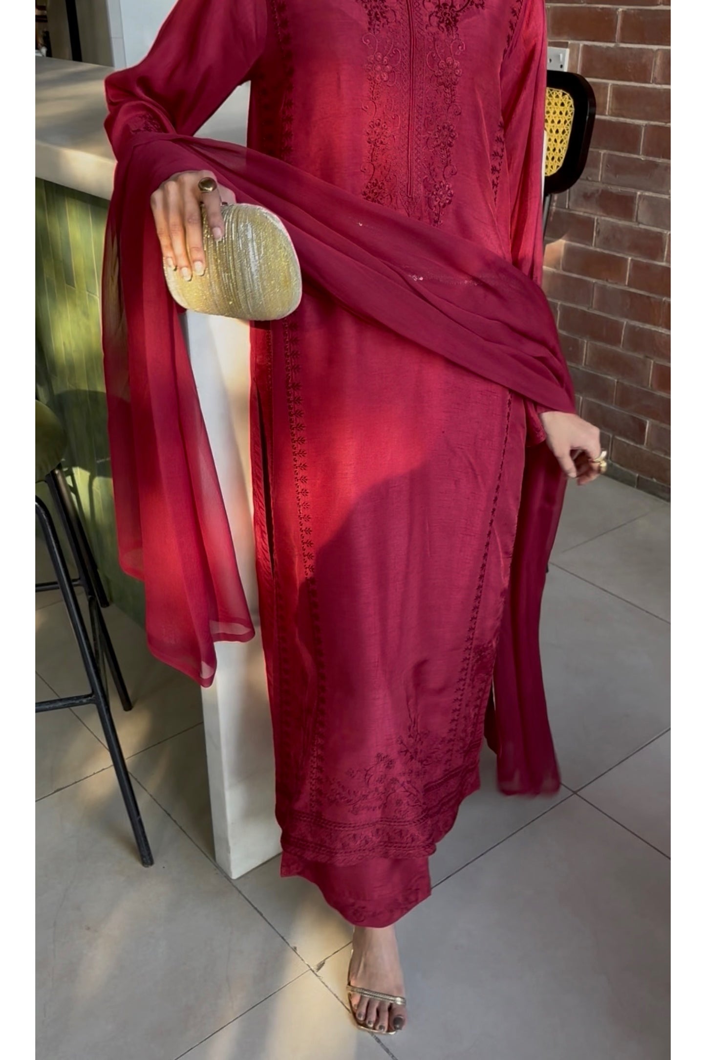 Crimson - Raw Silk 3pc set