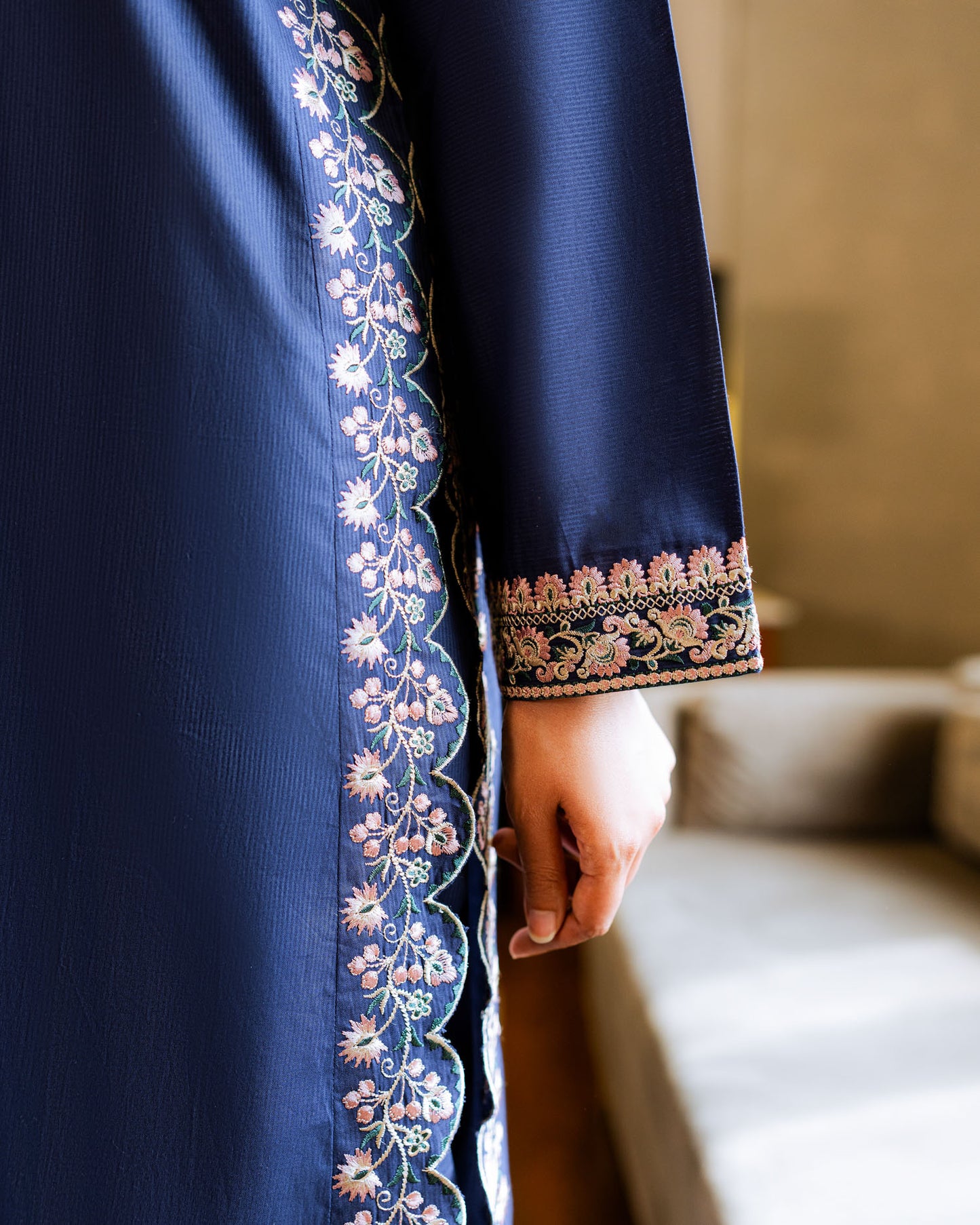 Blue 2pc Embroidered Suit