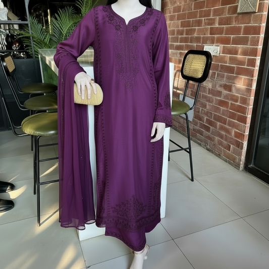 Plum - Raw Silk 3pc set