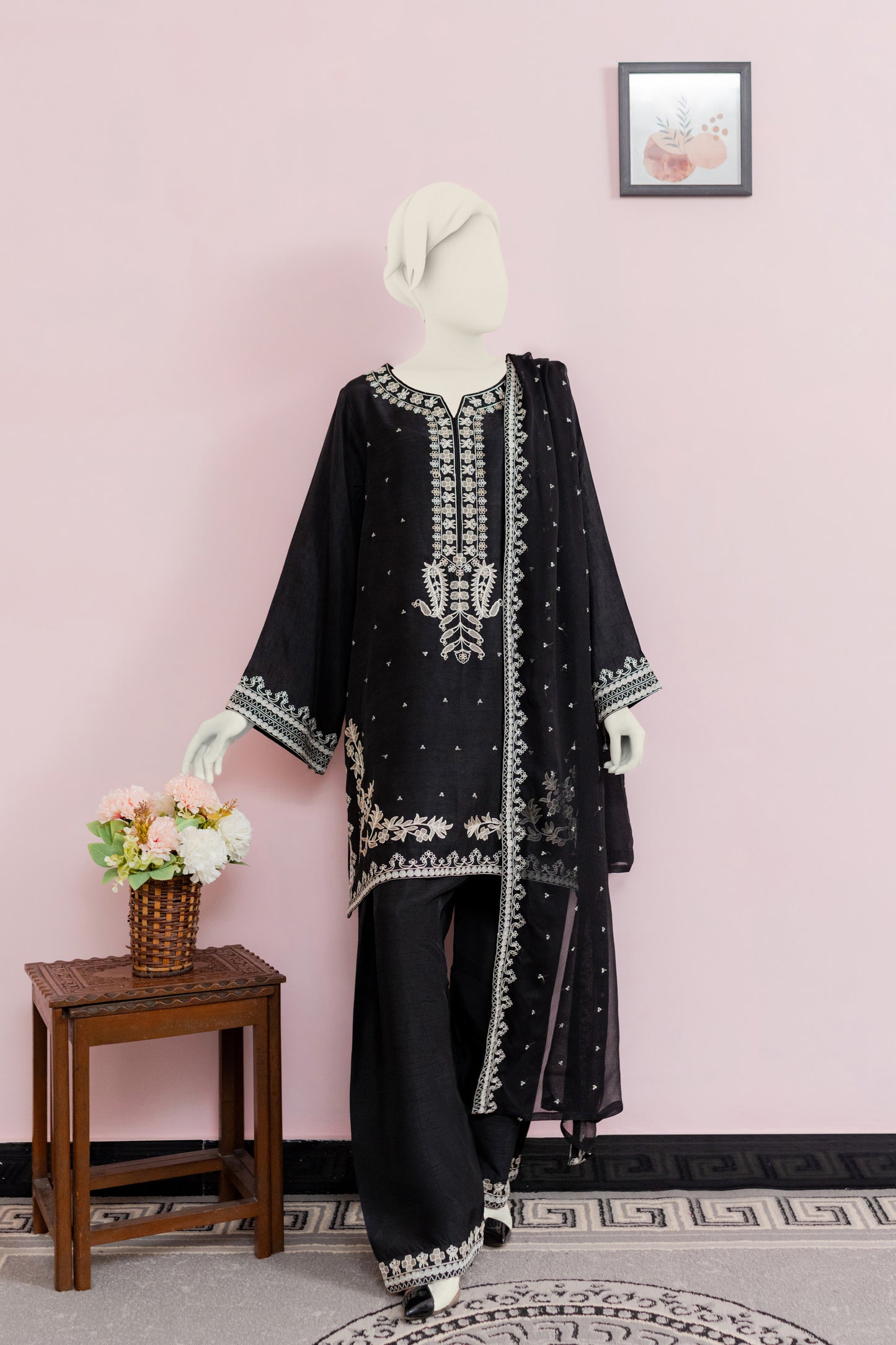 Raw Silk Black Farshi Set