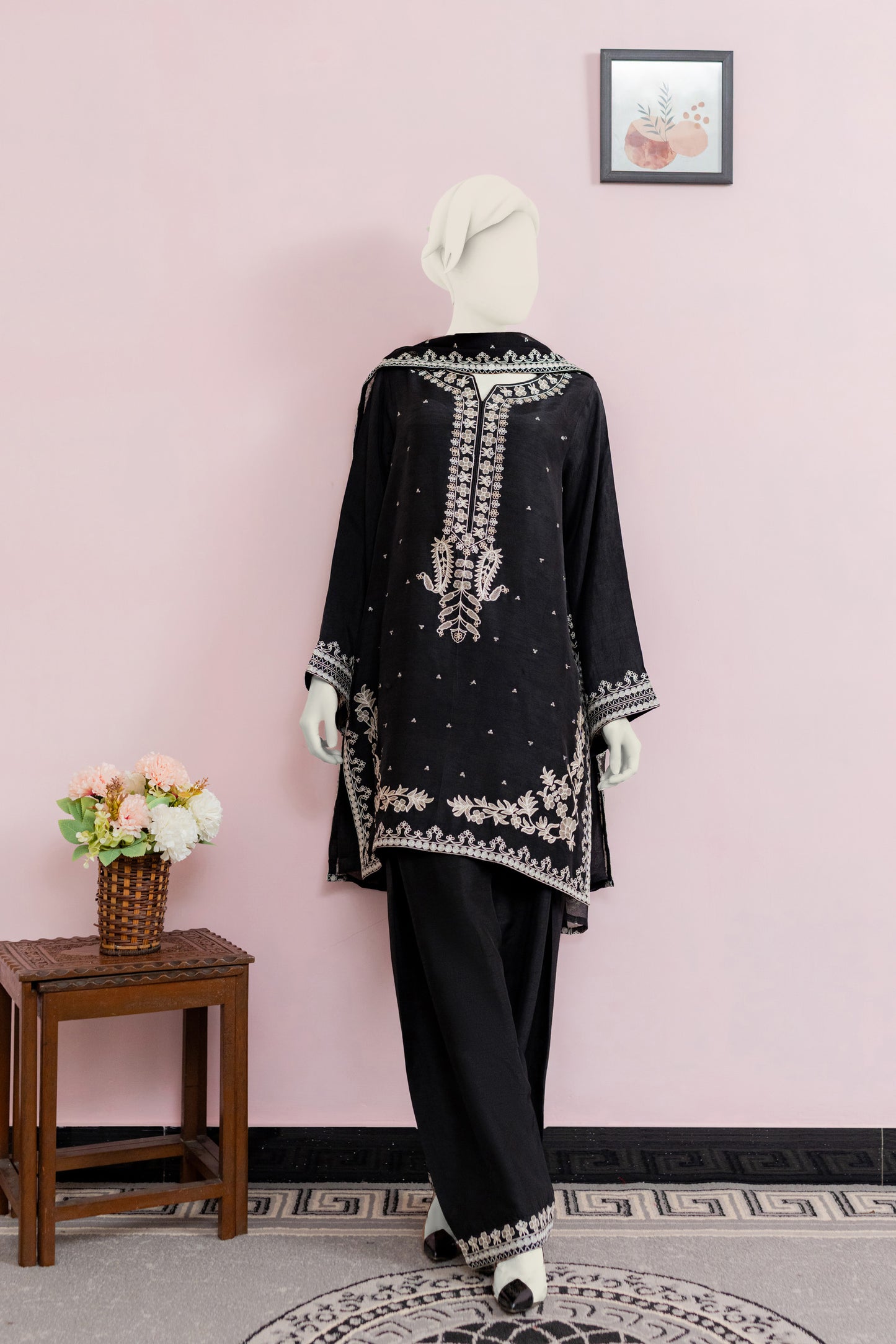 Raw Silk Black Farshi Set