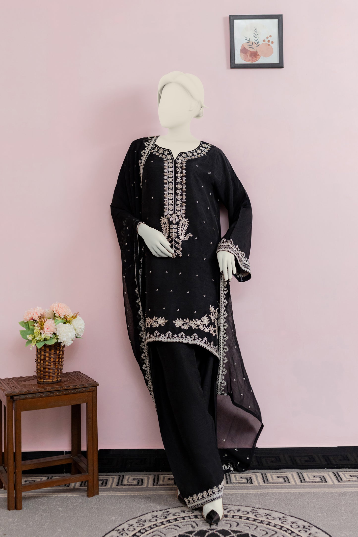 Raw Silk Black Farshi Set