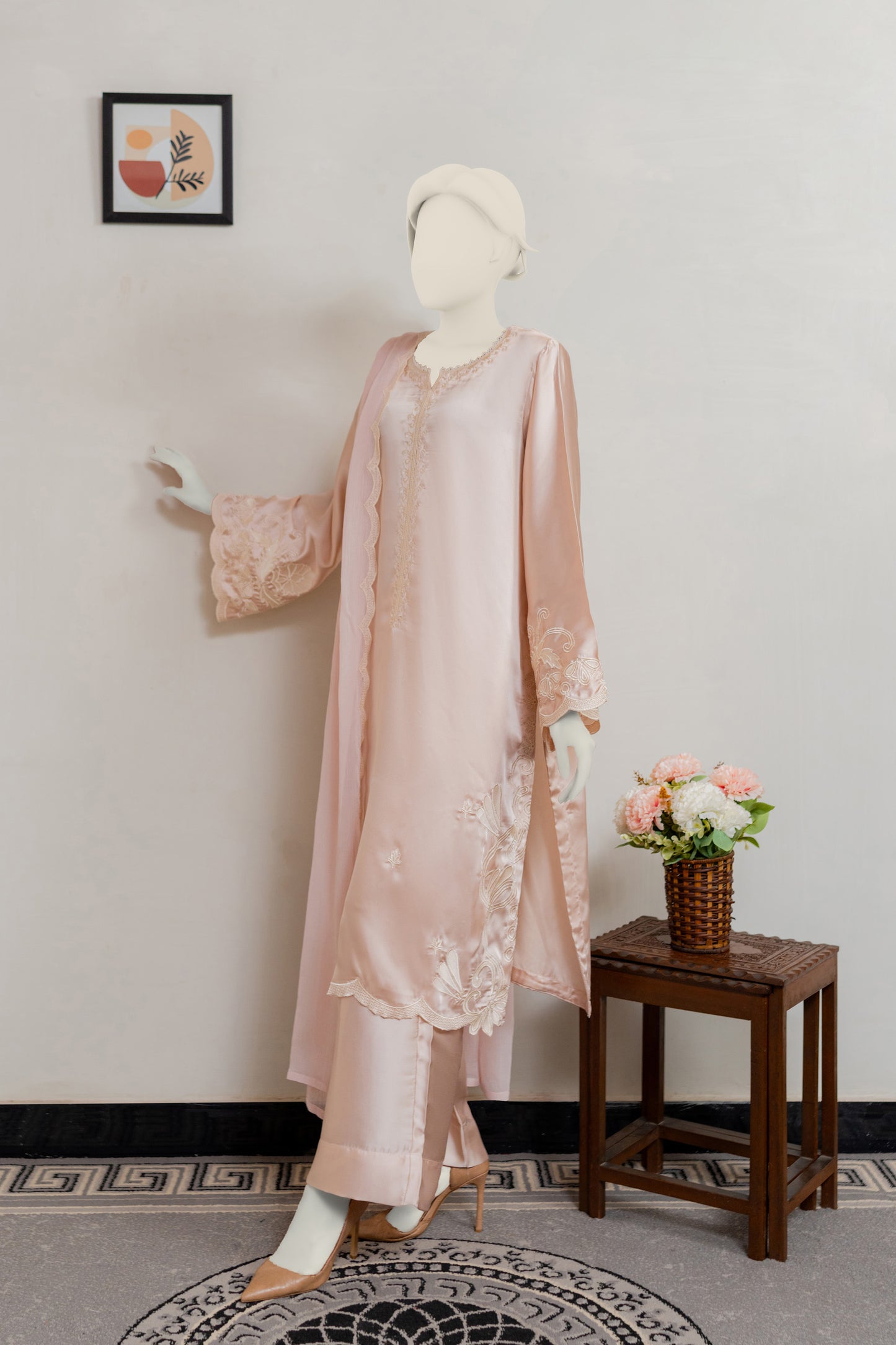 Nude Biege 3pc Silk Set