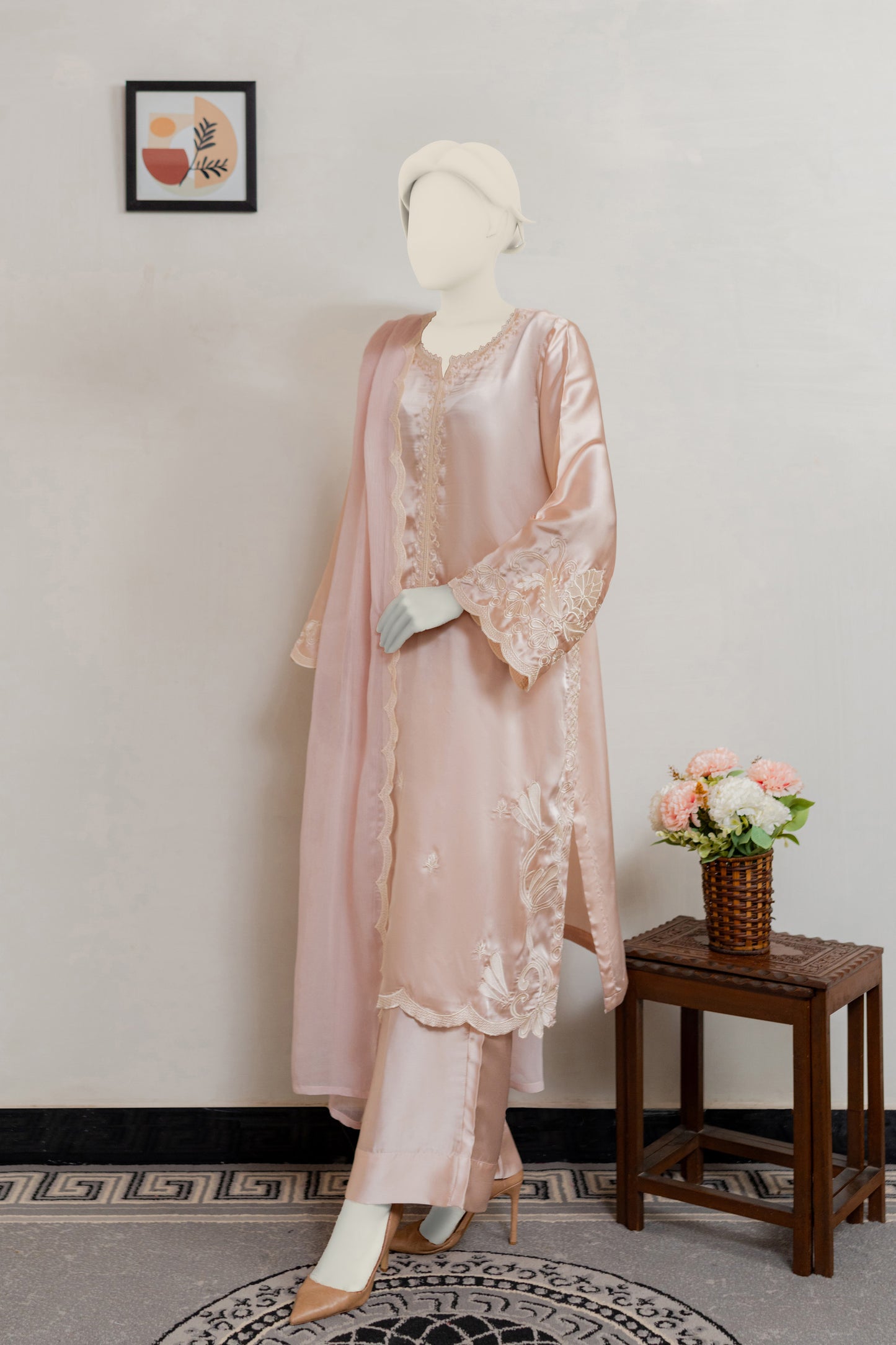 Nude Biege 3pc Silk Set