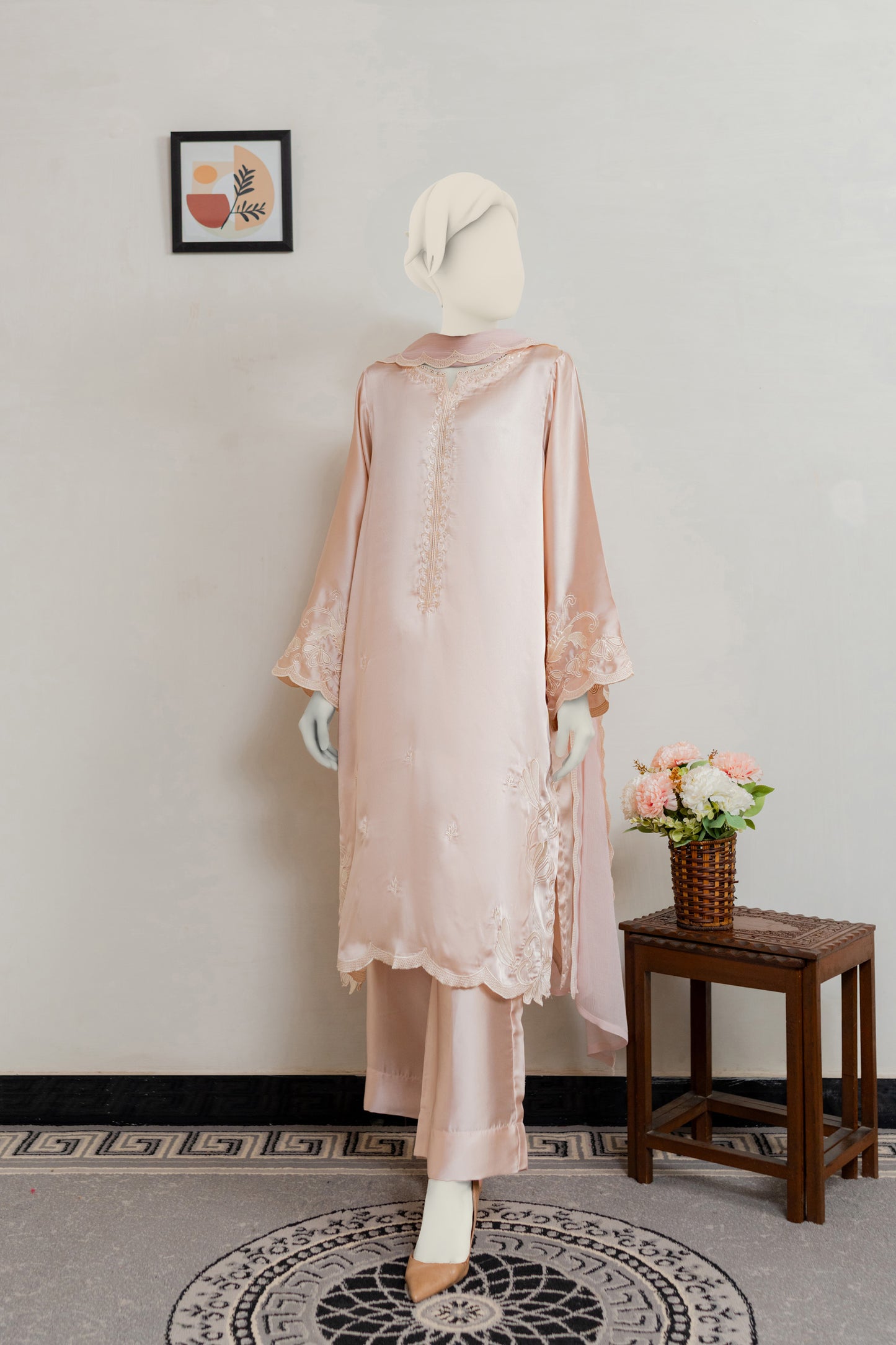 Nude Biege 3pc Silk Set