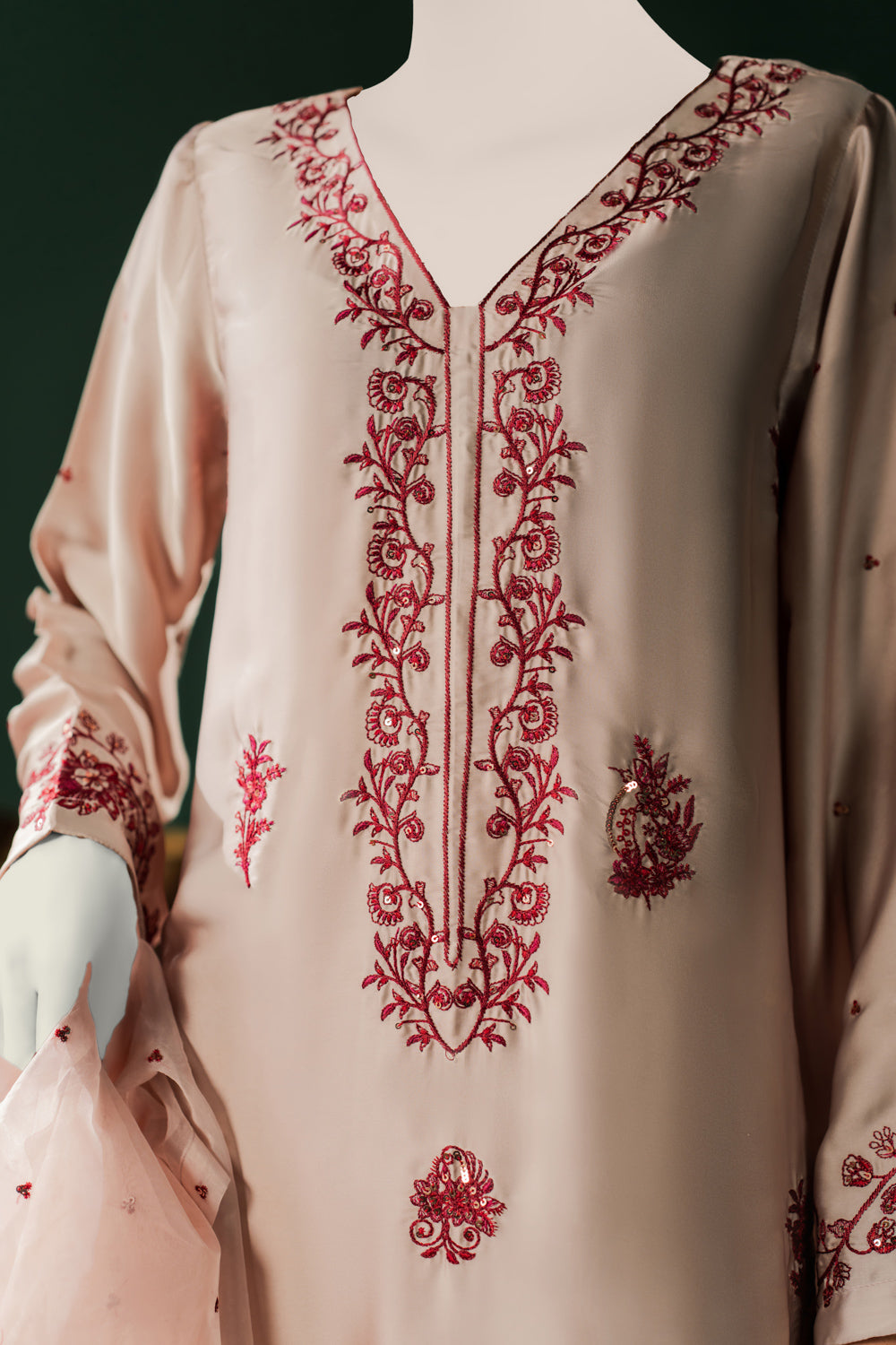 Shamoz Silk 3pc - Silver Biege