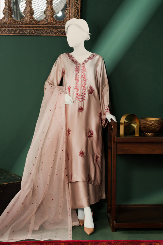 Shamoz Silk 3pc - Silver Biege